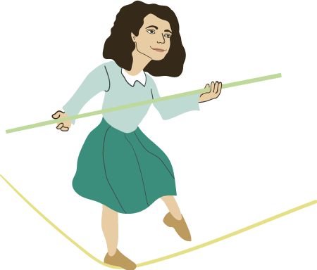 dafi-illustration-2t איור של דפי הולכת על חבל דק